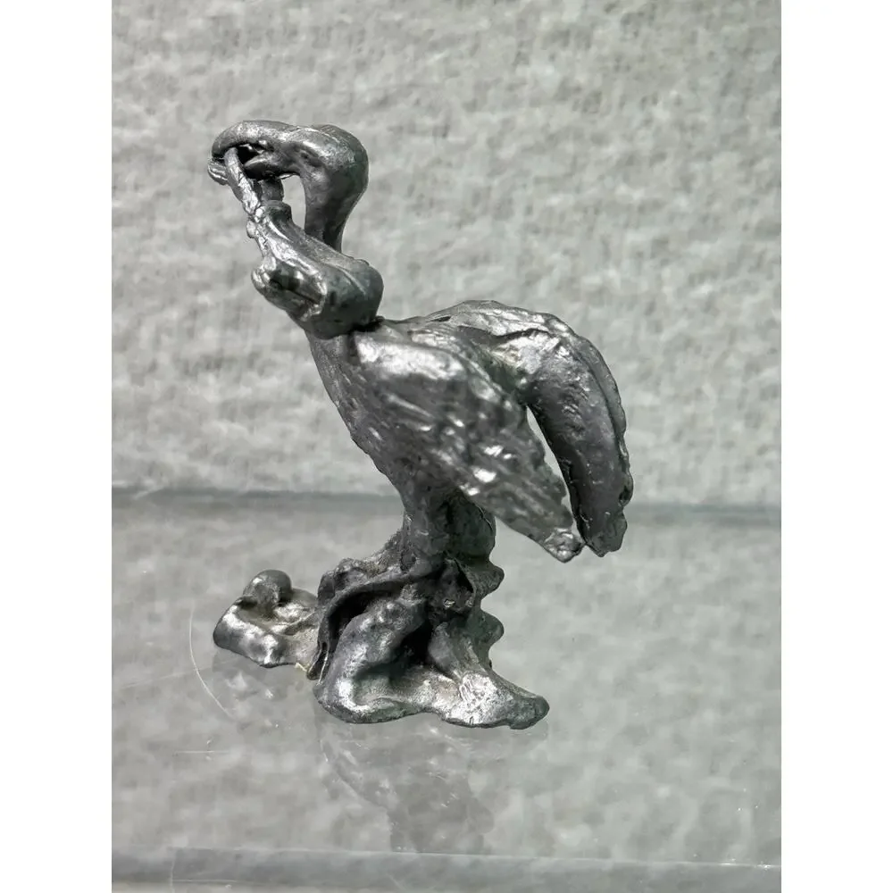 Vintage Pewter Stork with Baby Figurine Mini Newborn Collectible 1.5